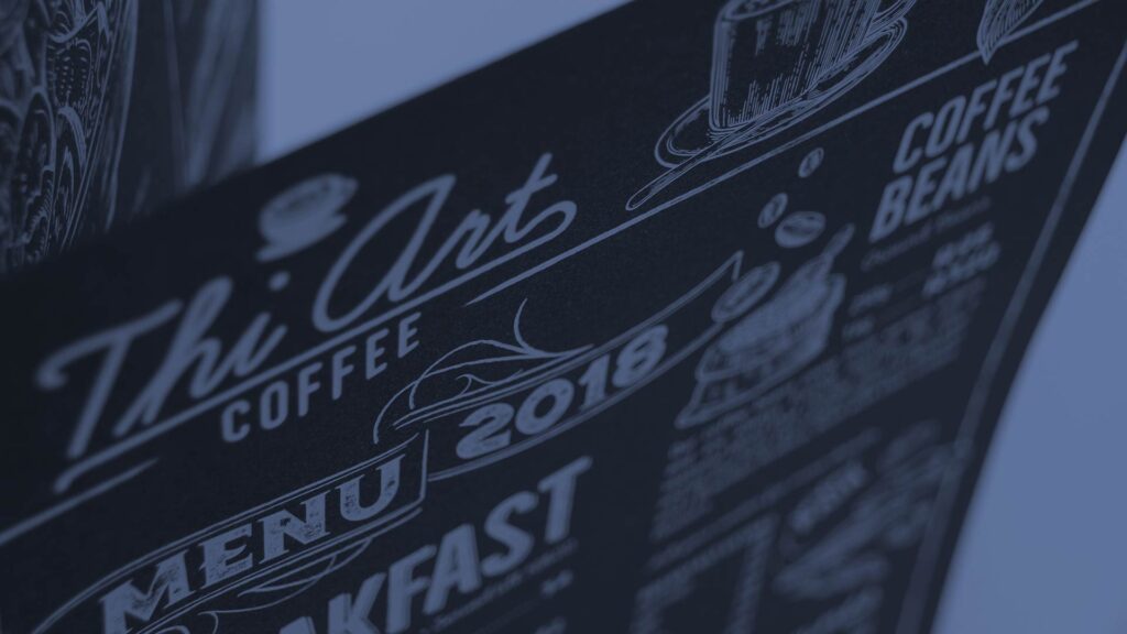 menu printed by Hot Ink