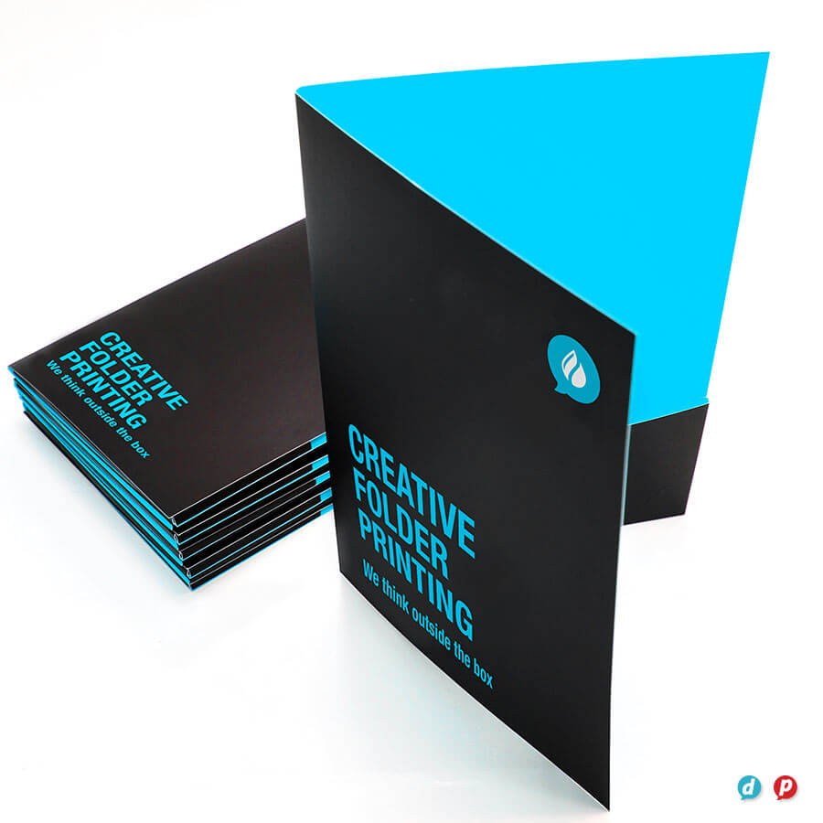 Creative ink folder with bold black and blue design, ideal for organizing documents and enhancing br.