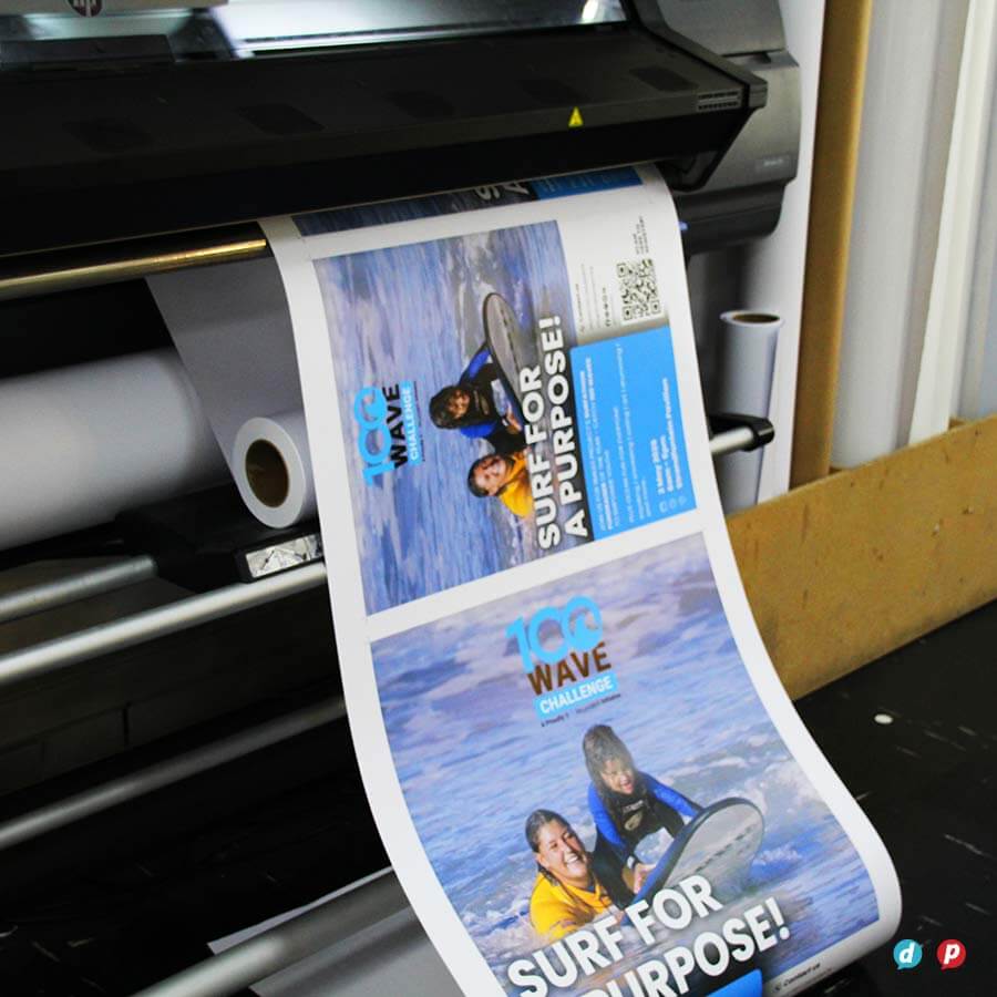 High-quality print of Surf for a Purpose campaign on large format printer.